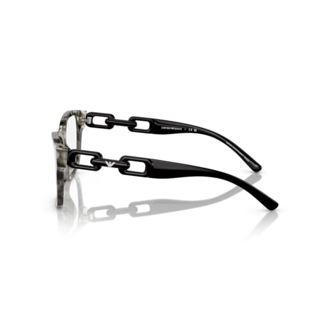 3222u Vista Marbled Square Frame Eyeglasses with Linked Chain Temples