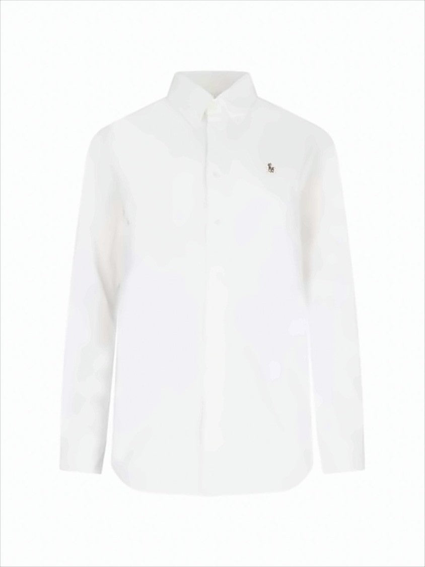 Long-Sleeve Button-Up Shirt with Pointed Collar
