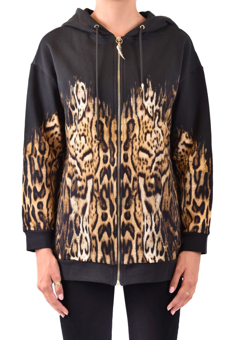 Multicolor Animal Print Sweatshirt With Gold-Tone Zipper