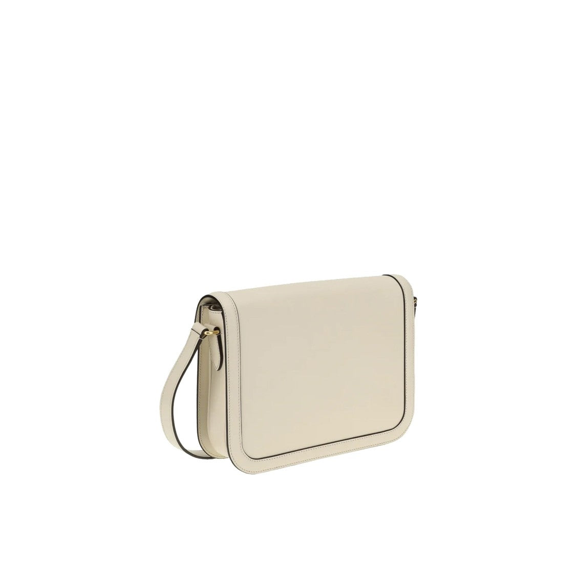 Compact White Leather Shoulder Bag