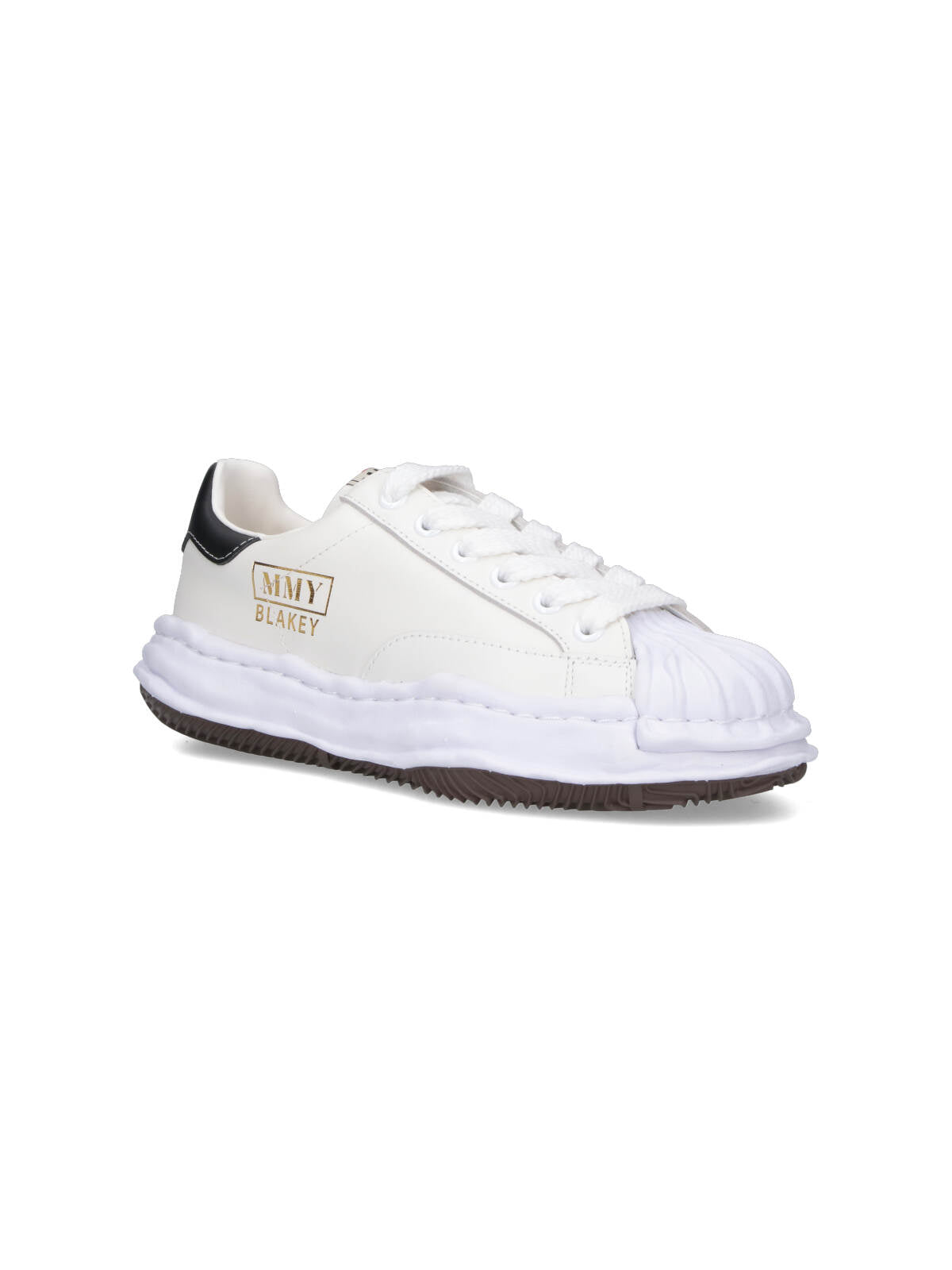 Calf Leather Sneakers With Oversized Rubber Sole And Logo Detailing