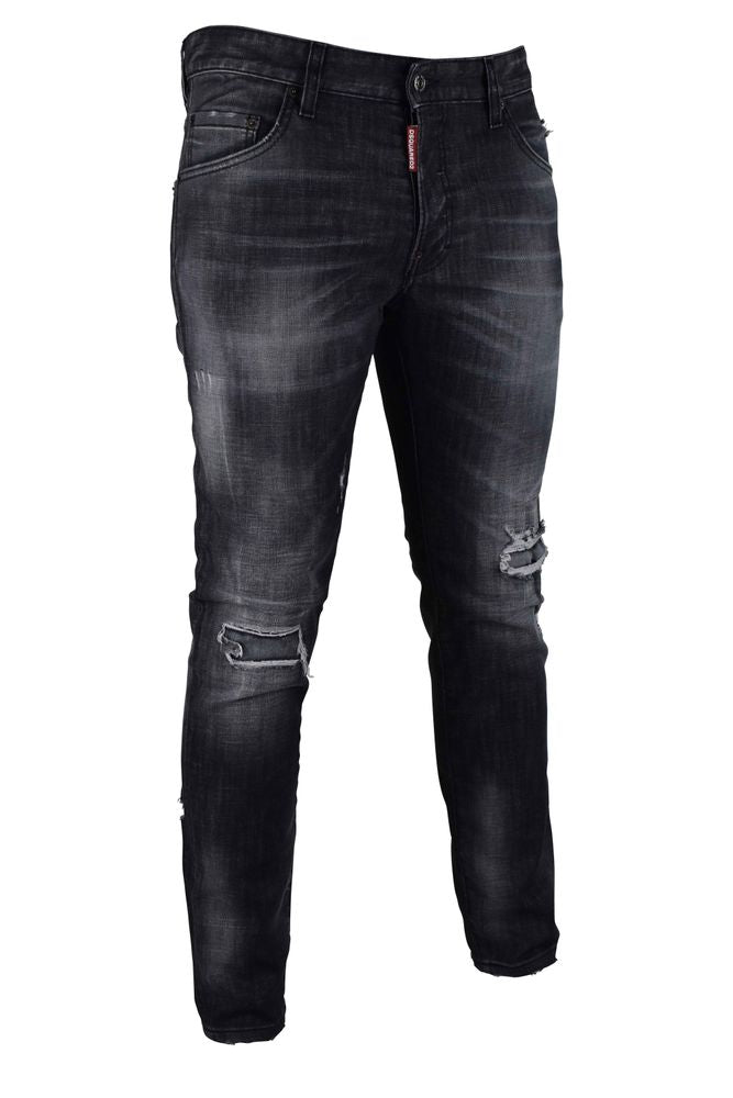 Distressed Dark Cotton Skater Jeans