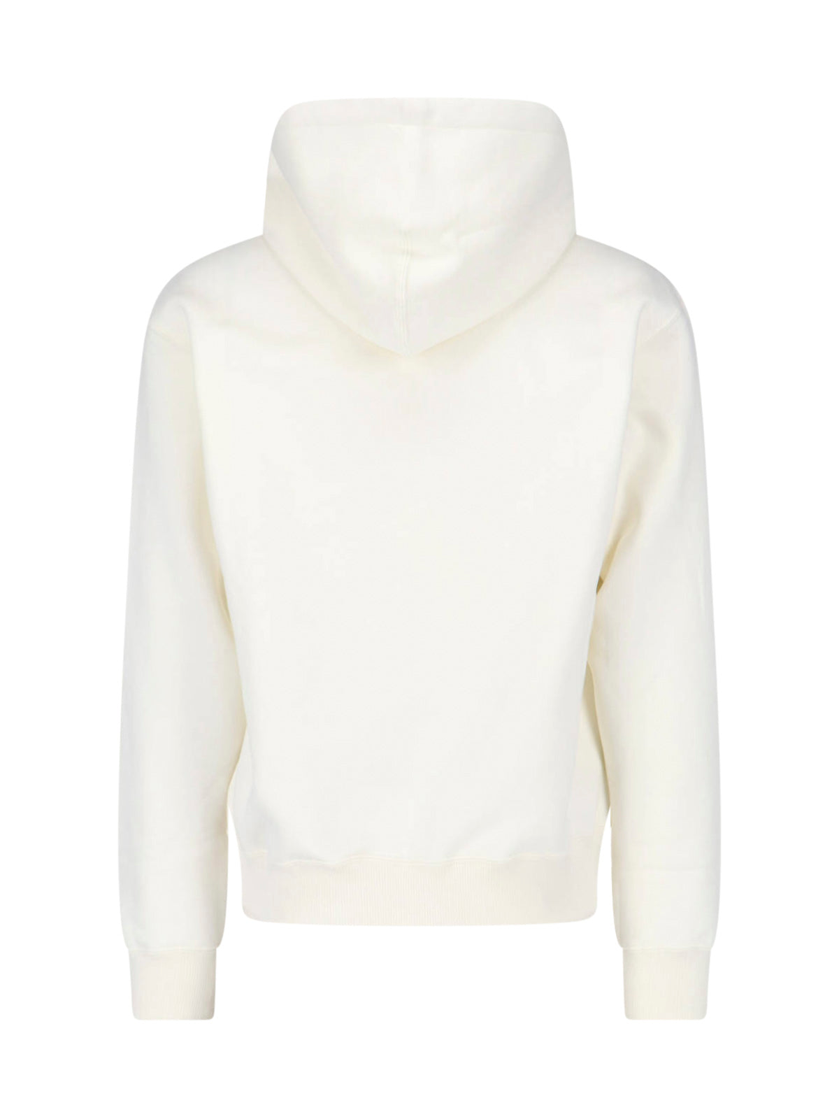 White Cropped Contrast Logo Cotton Hoodie