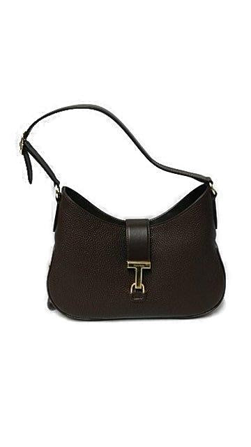 Curved Brown Calf Leather Bag