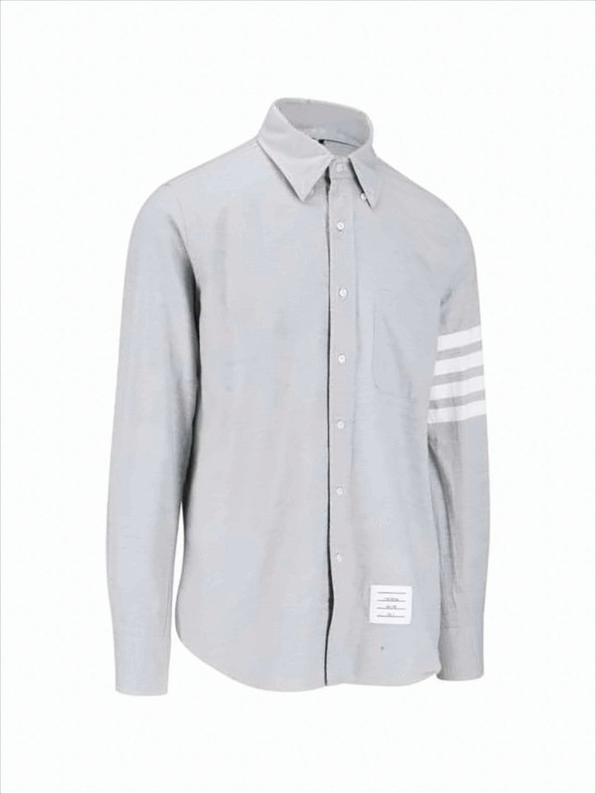 Classic Button-Down Long-Sleeve Shirt with Three-Stripe Detail