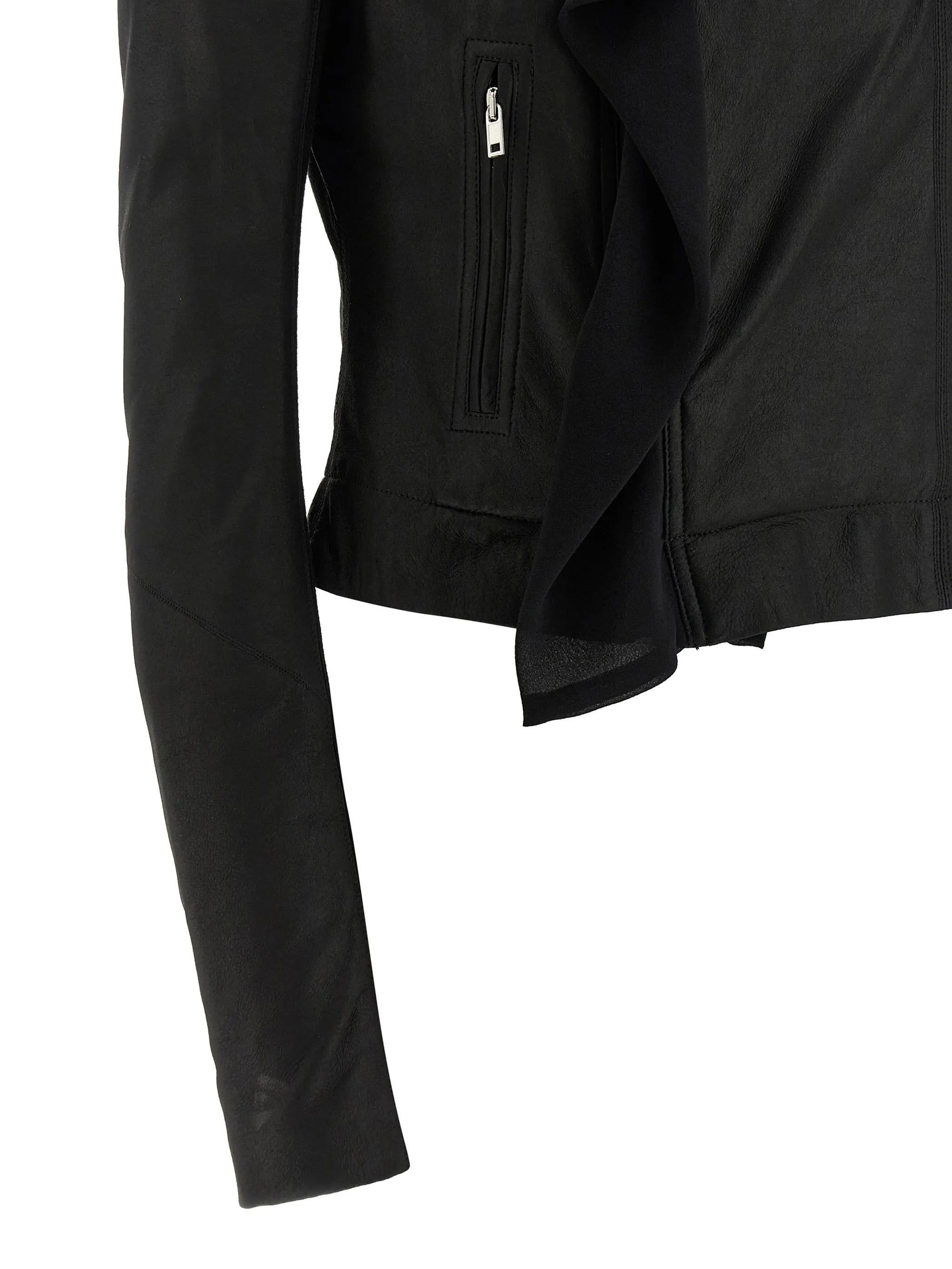 Scarf Biker Cropped Leather Jacket