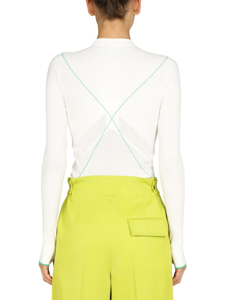 Polo Neck Sweater with Contrasting Seams