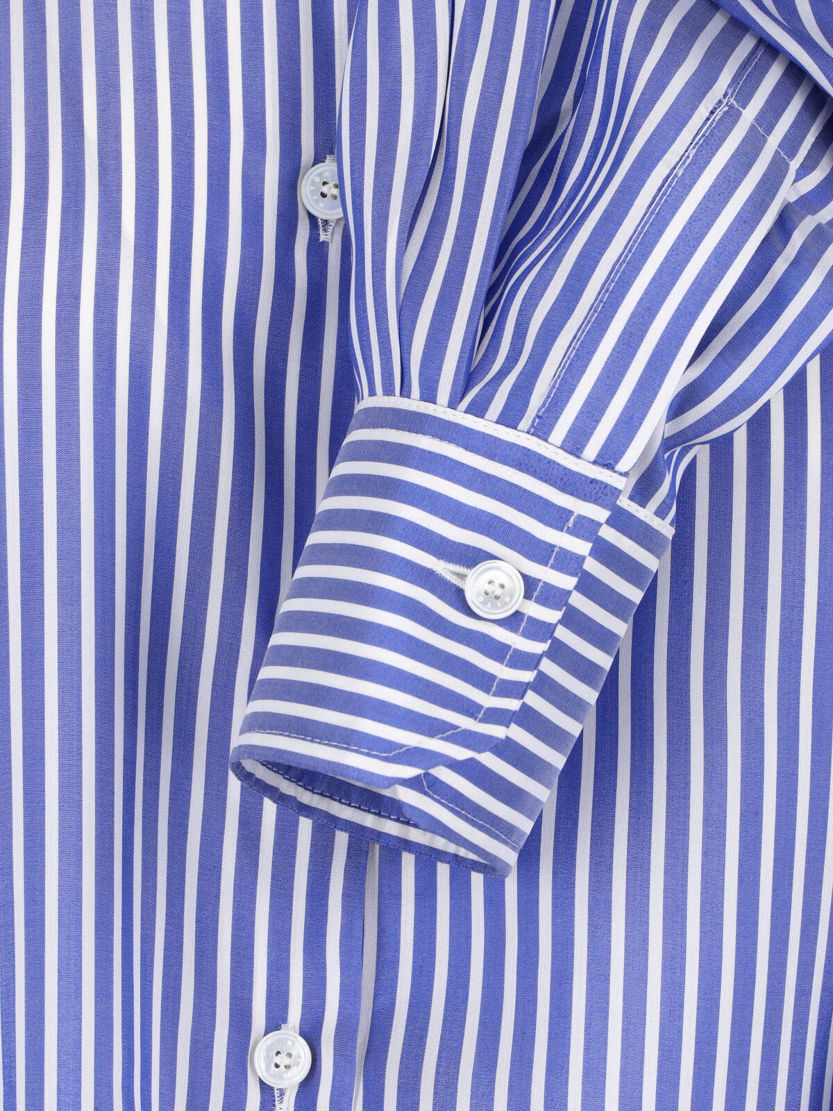 Blue Silk Striped Classic Collar Shirt
