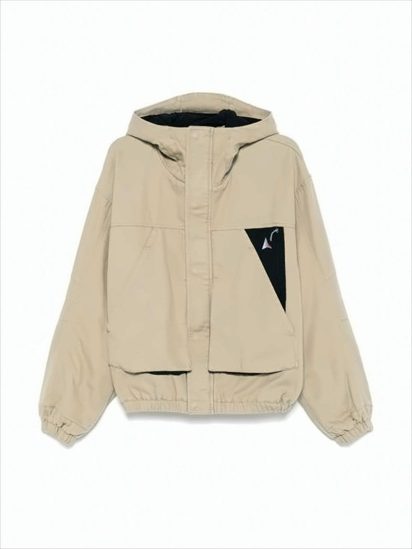 Cropped Hooded Jacket With Triangular Patch Detail