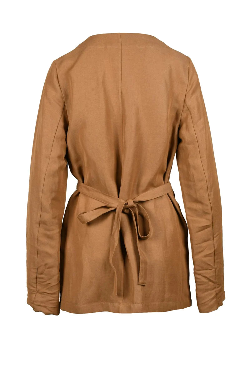 Wrap Jacket Linen Viscose - Brown
