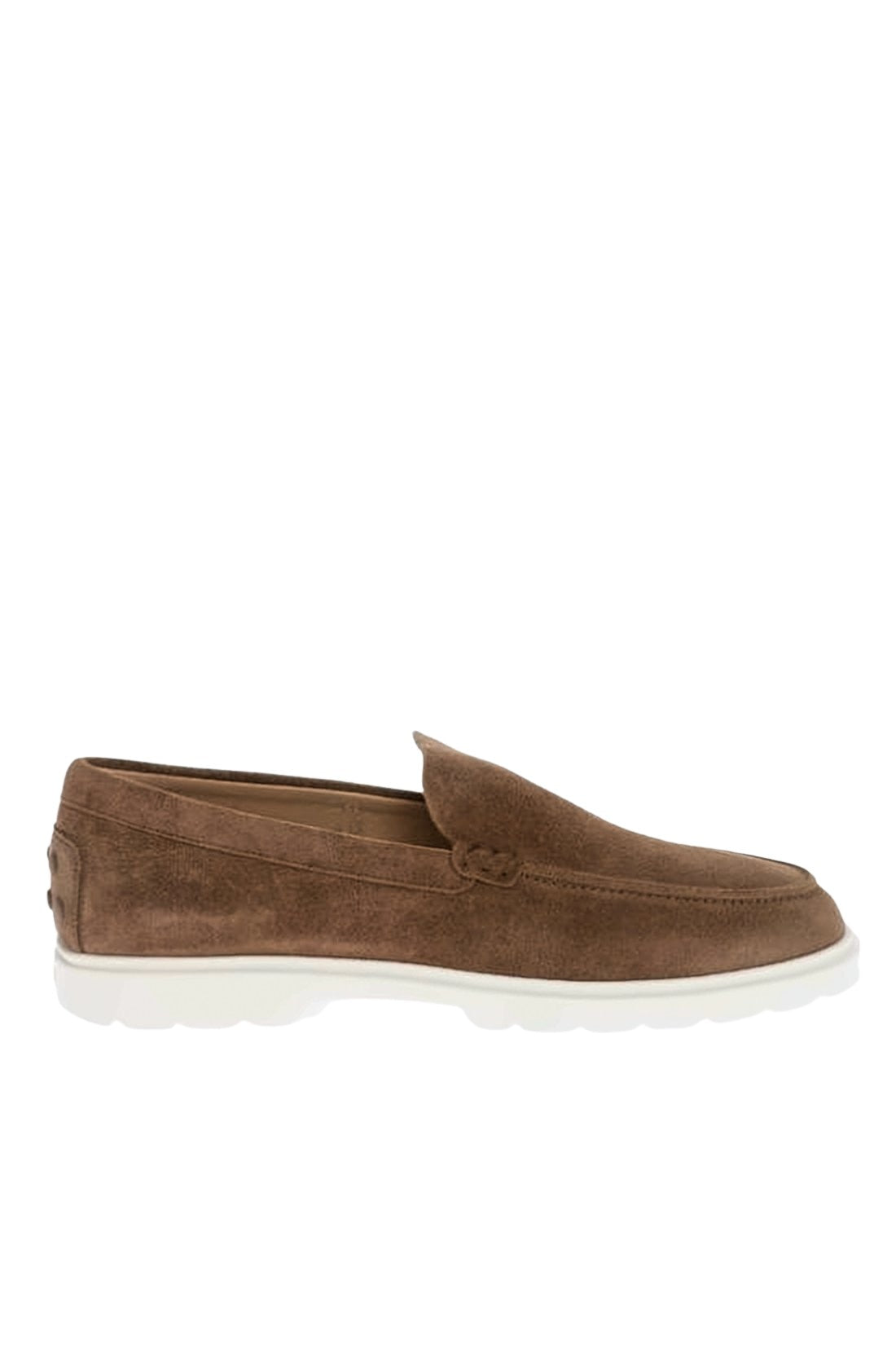 Suede Loafers with Textured Rubber Sole