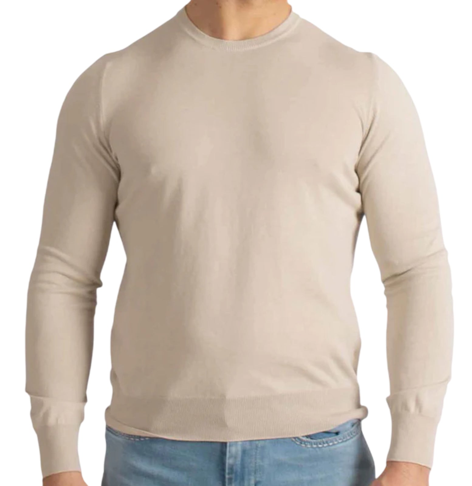 Slim Fit Crew Neck Sweater with Ribbed Details