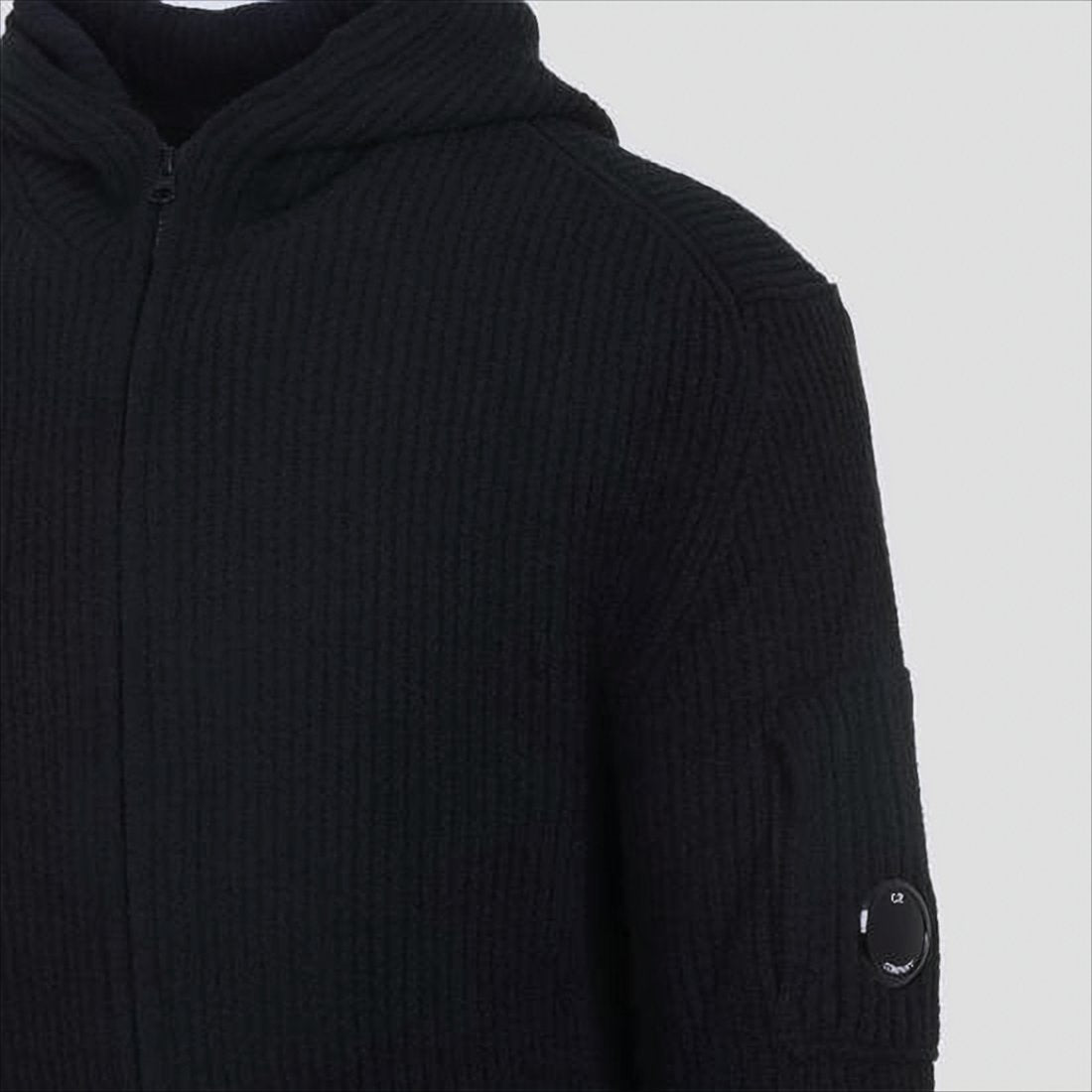 Ribbed Knit Zip-Up Sweater with Hood