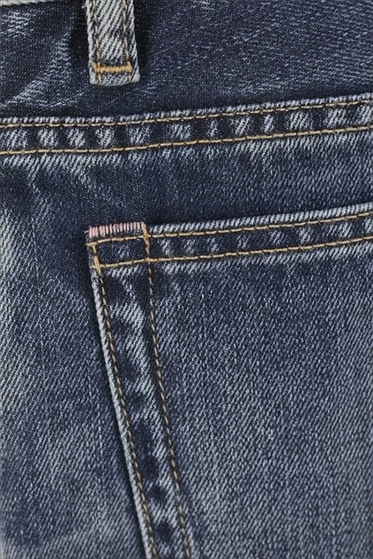 Cropped Wide-Leg Denim Pants With Whiskering Details