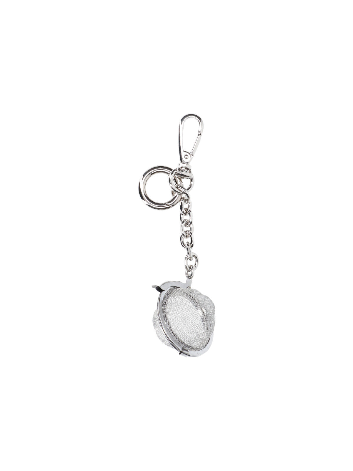 Silver-Tone Tea Infuser Keychain Charm