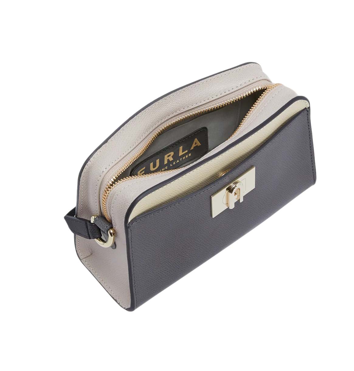 Compact Grey Leather Bag with Structured Silhouette