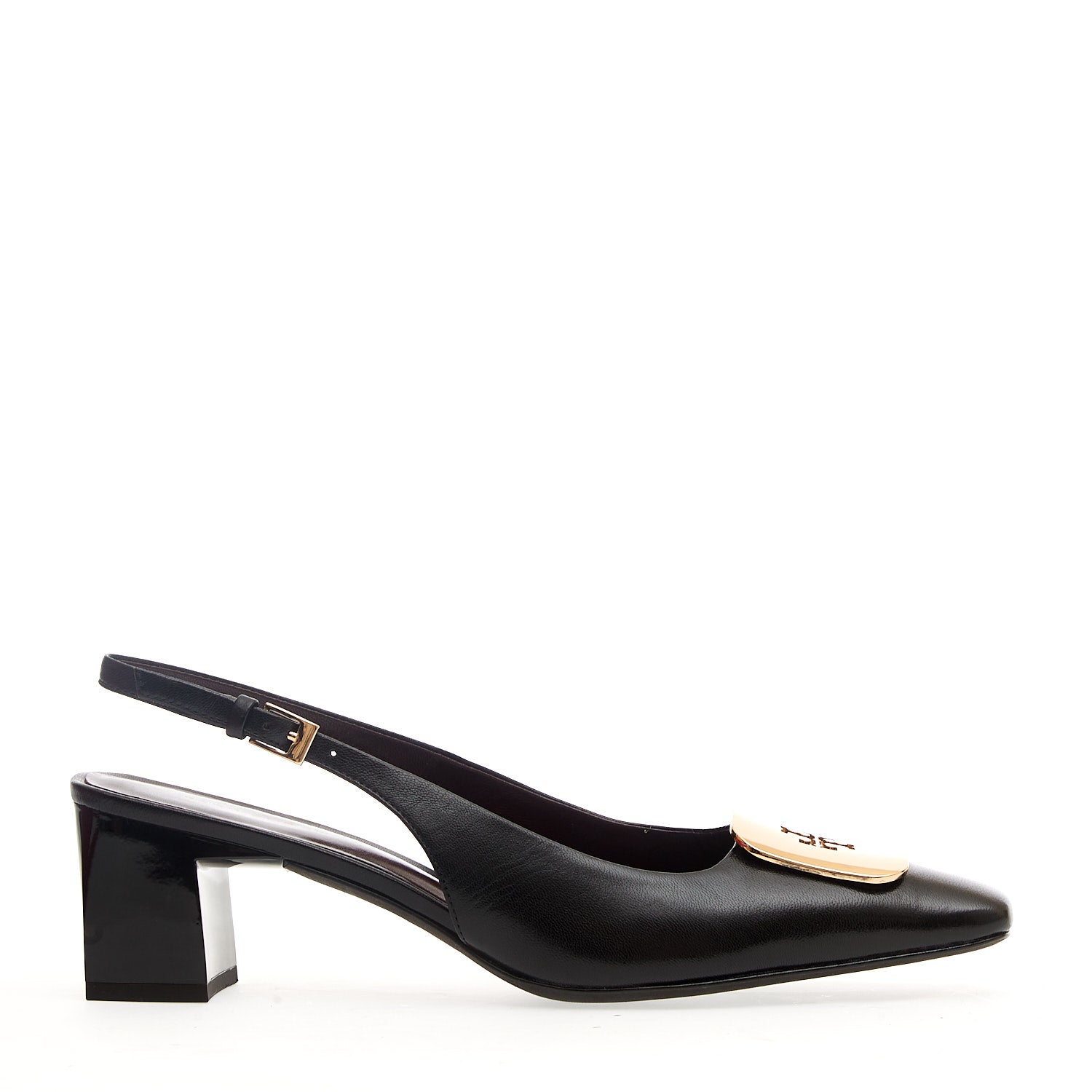 Slingback Black Leather Buckle