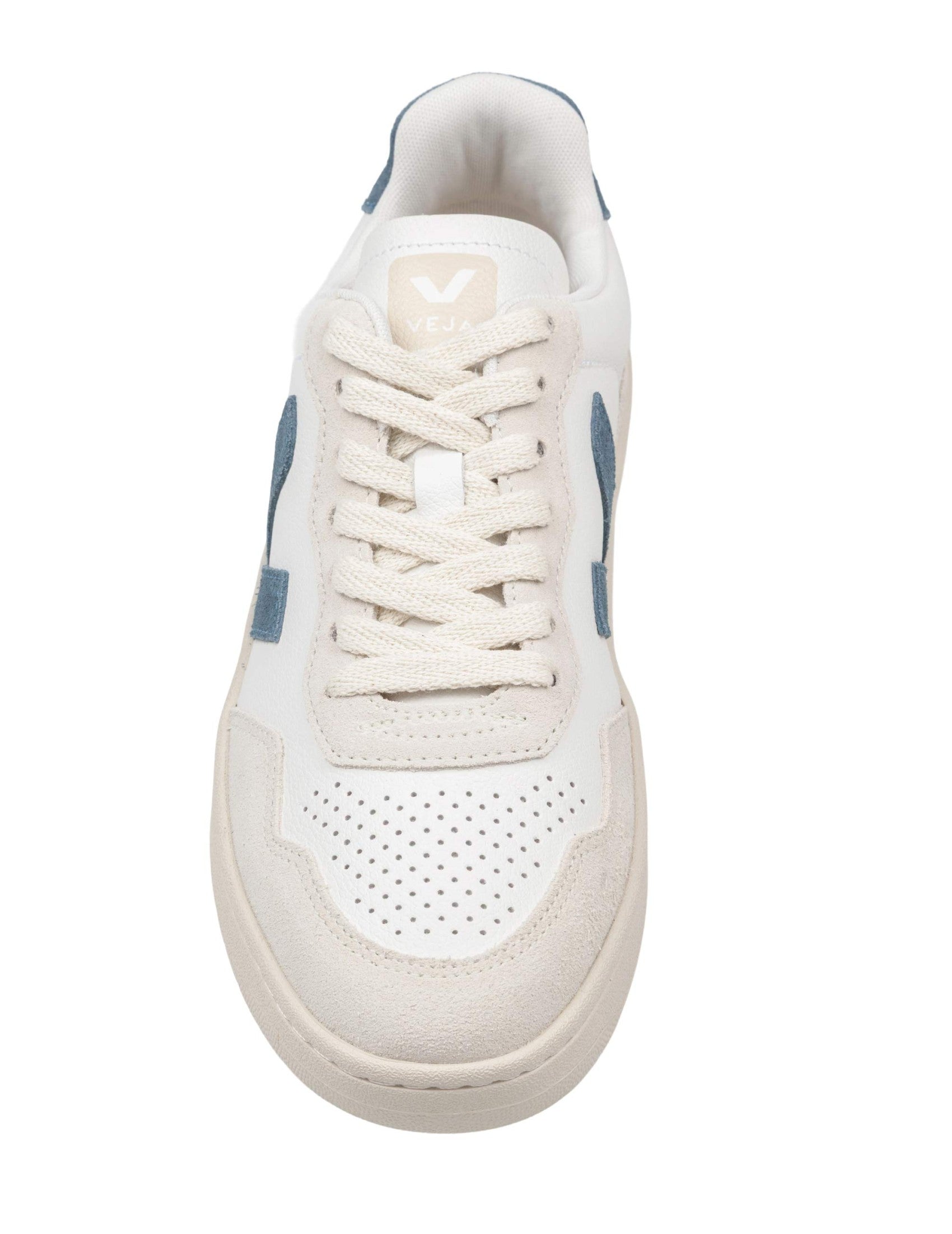 V-90 Leather Sneakers, White And Light Blue