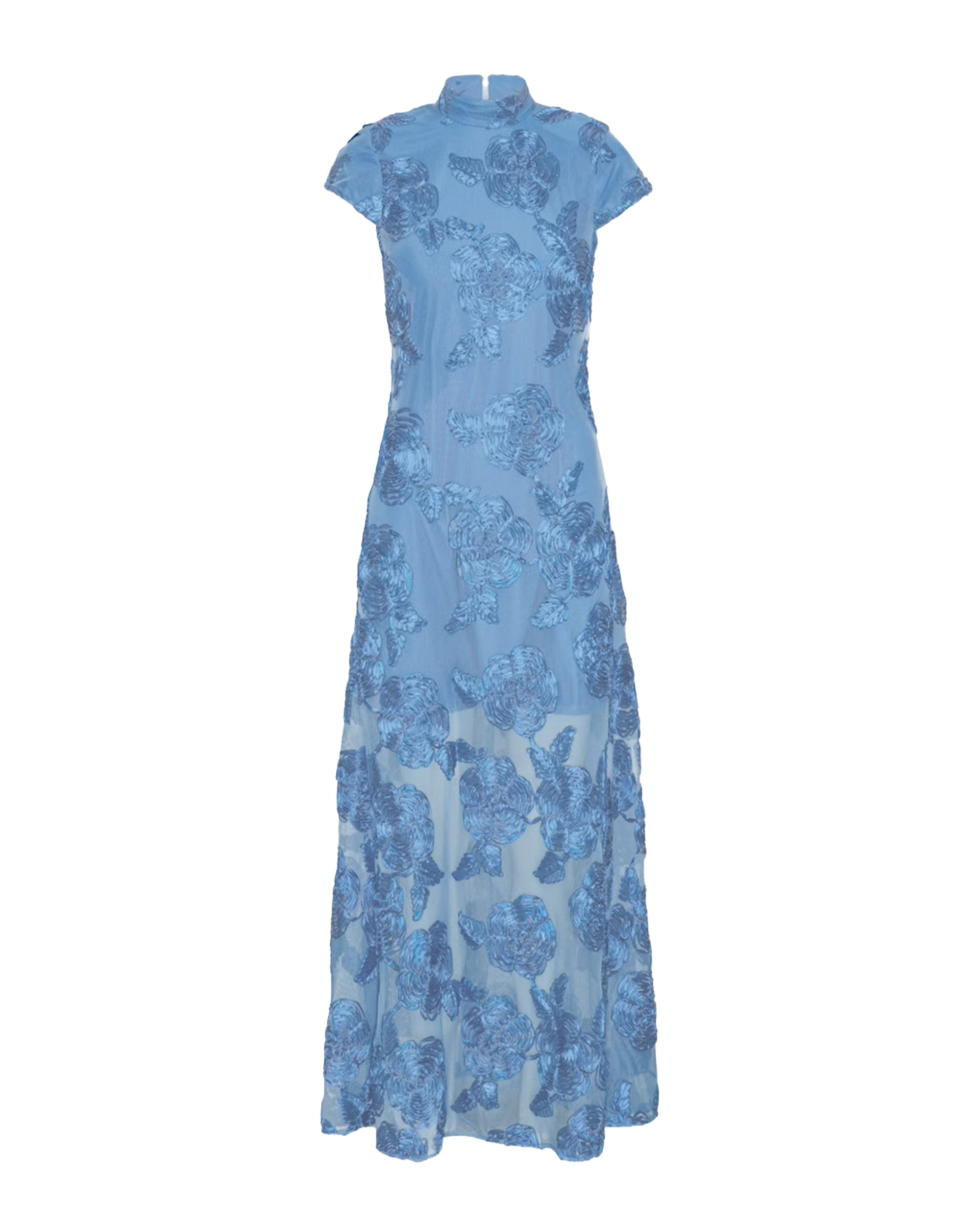 Hydrangea Mesh Cap-Sleeve Dress