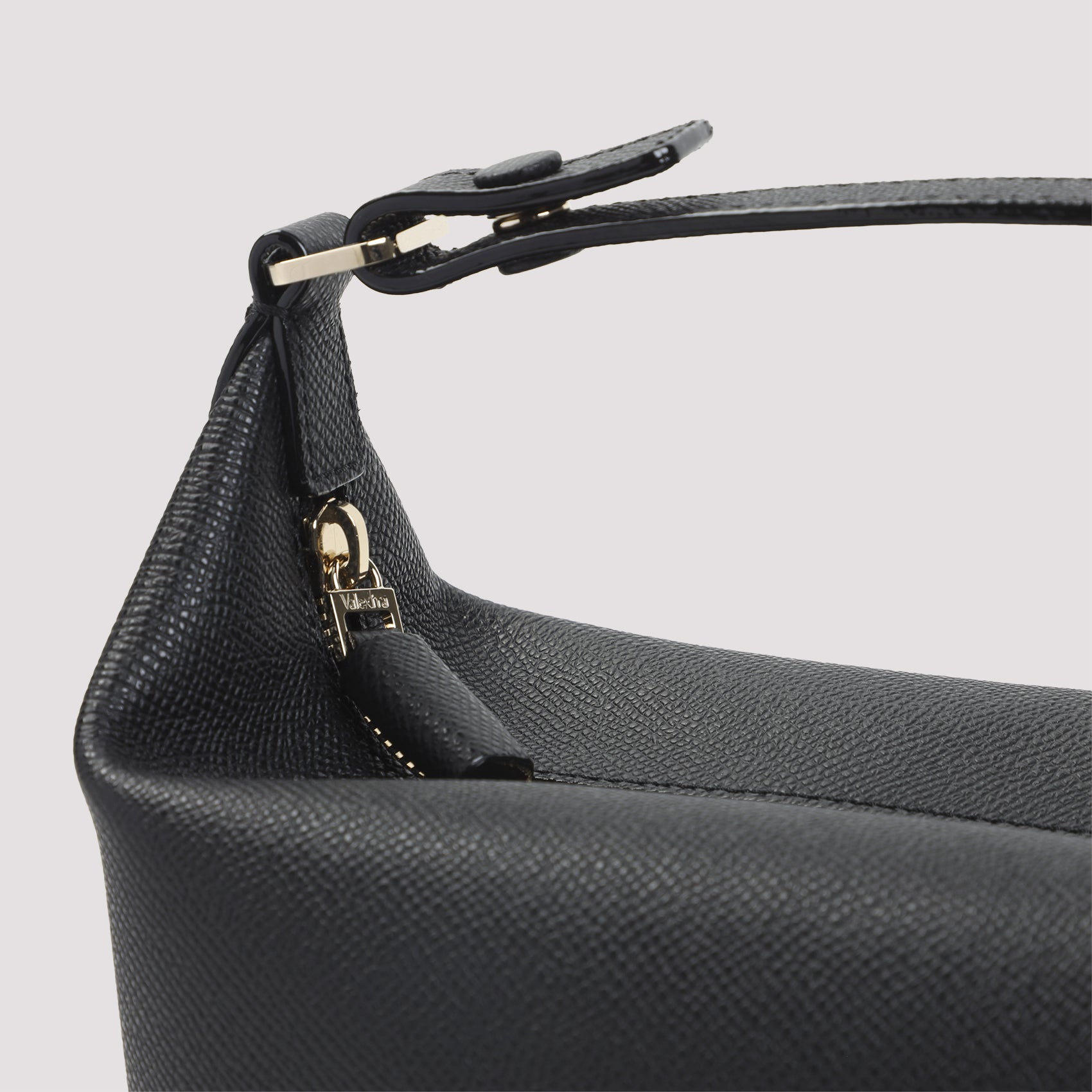 Structured Black Calf Leather Mochi Pouch Bag