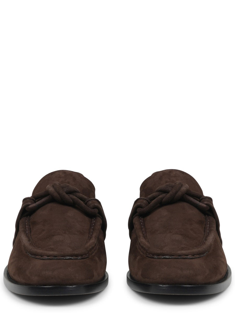 Moccasin With Knotted Leather Detail And Smooth Sole