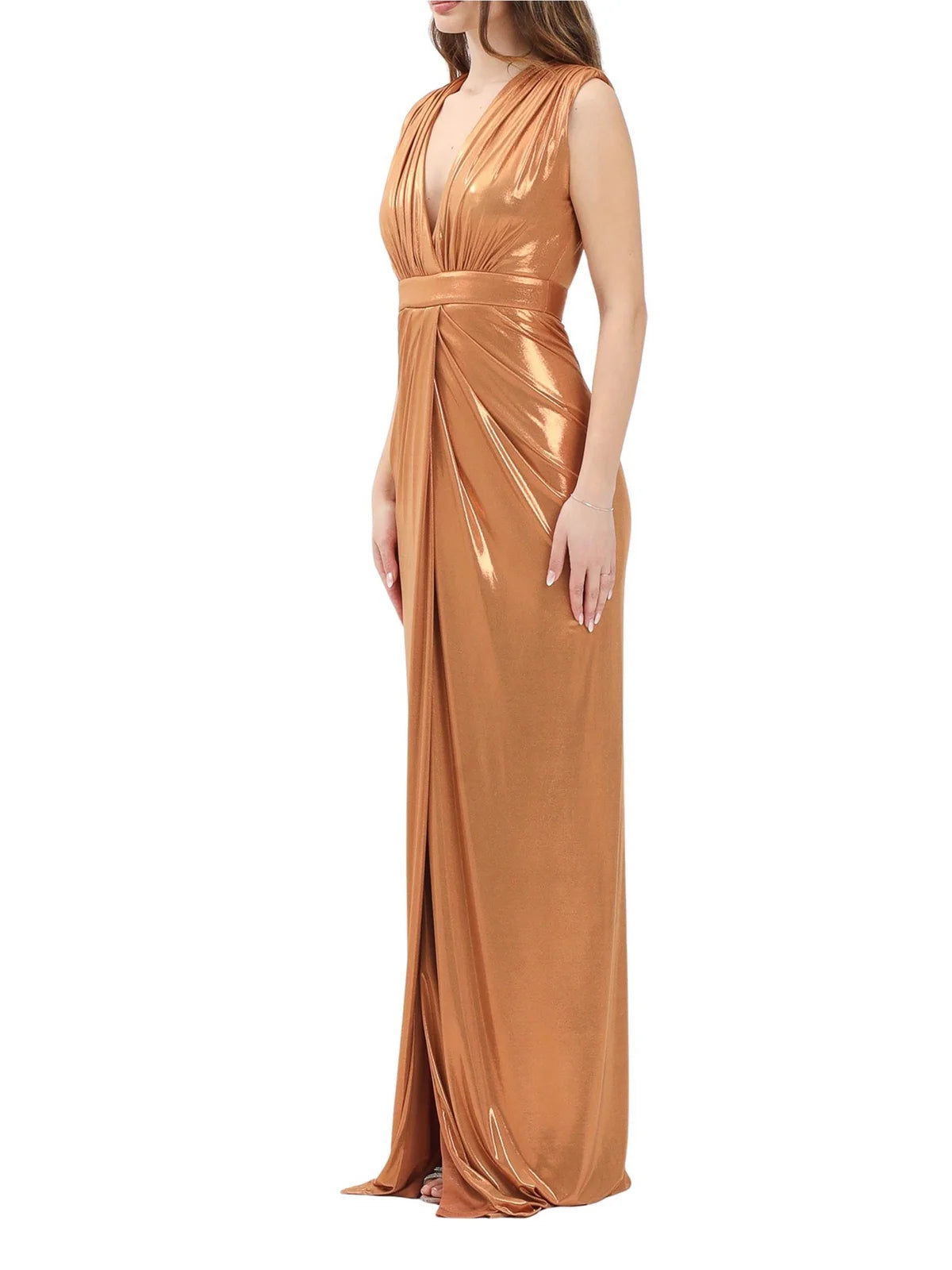 Copper Polyester Elastane Lamé Lycra Dress