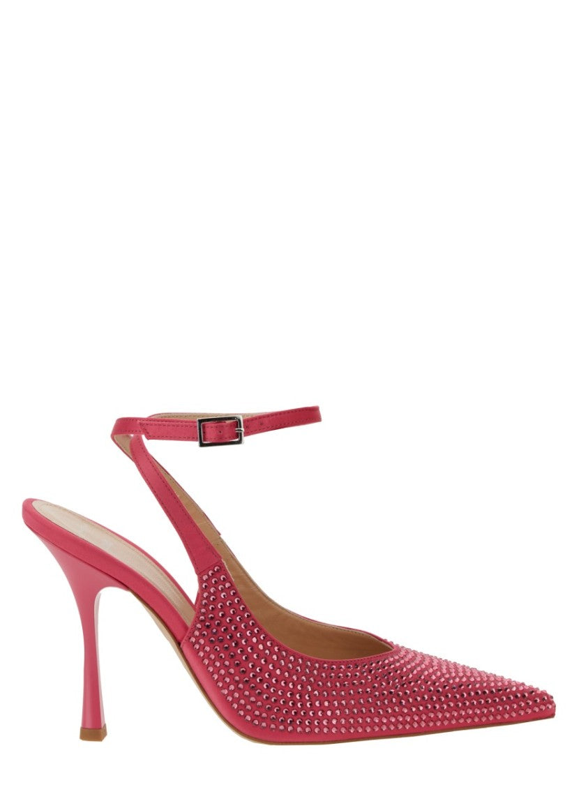 Pointed Toe Satin Slingback Heels