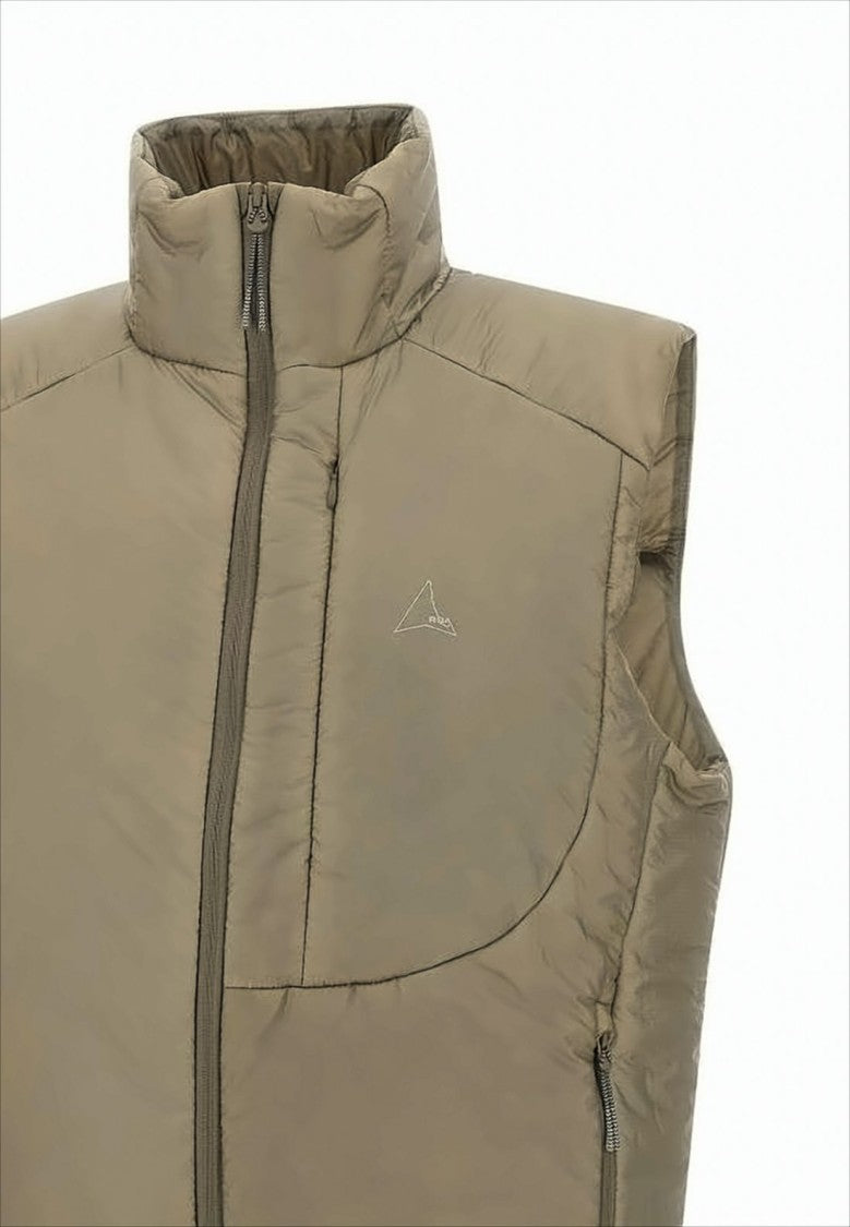 High-Collar Sleeveless Vest With Minimalist Logo