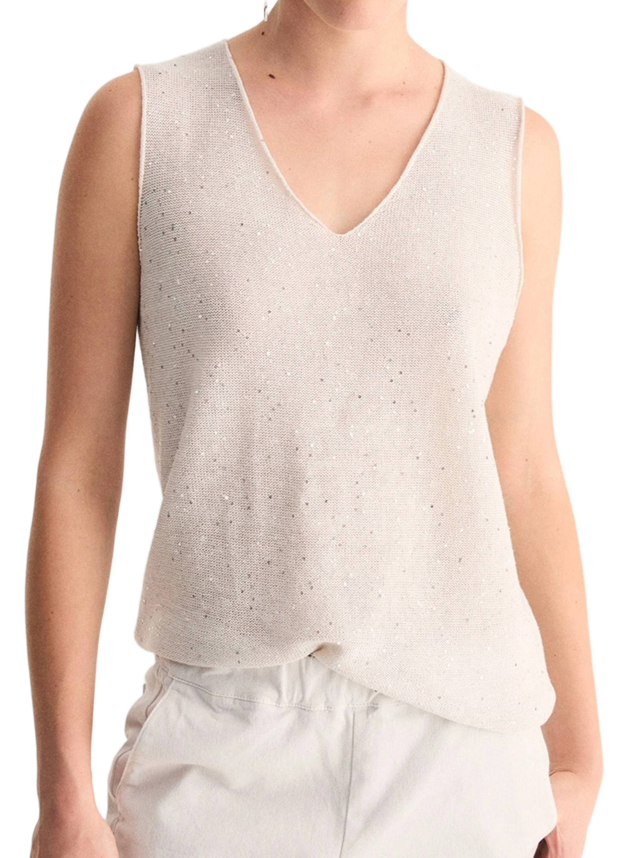 Sleeveless V-Neck Relaxed Knit Top
