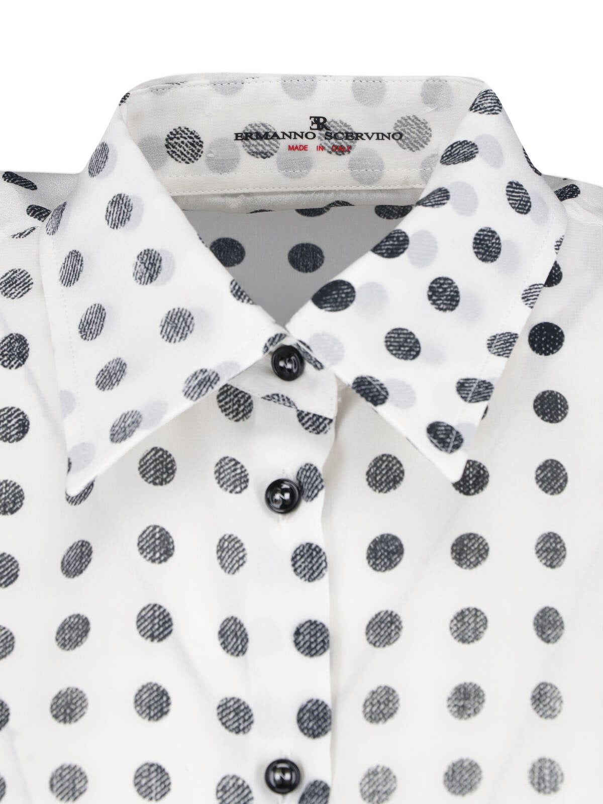 White Black Polka Dot Silk Blouse