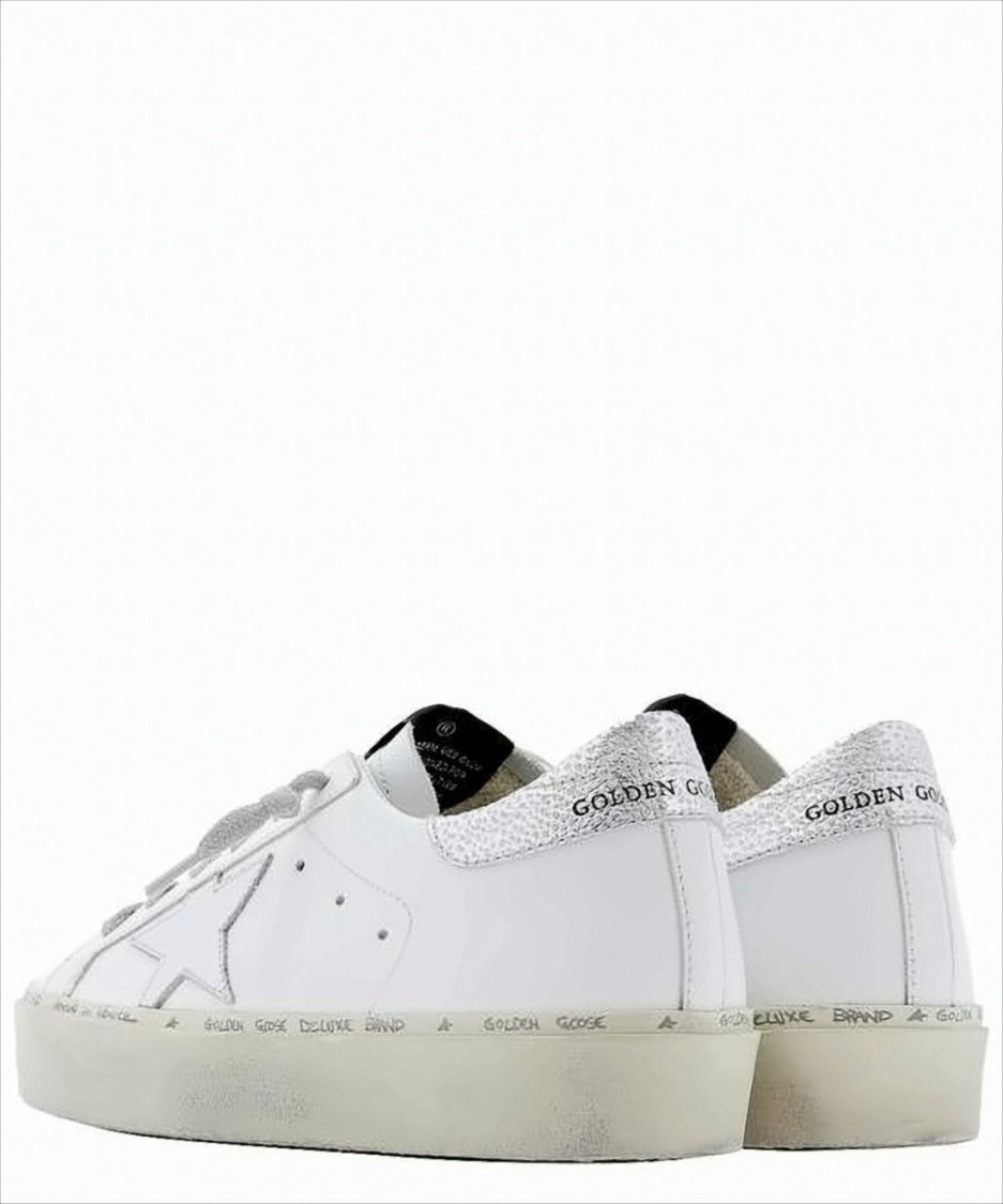 Distressed White Leather Low-Top Sneakers
