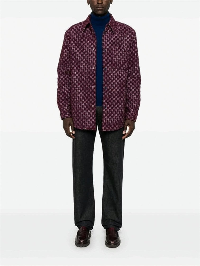 Patterned Burgundy Wool-Blend Shirt