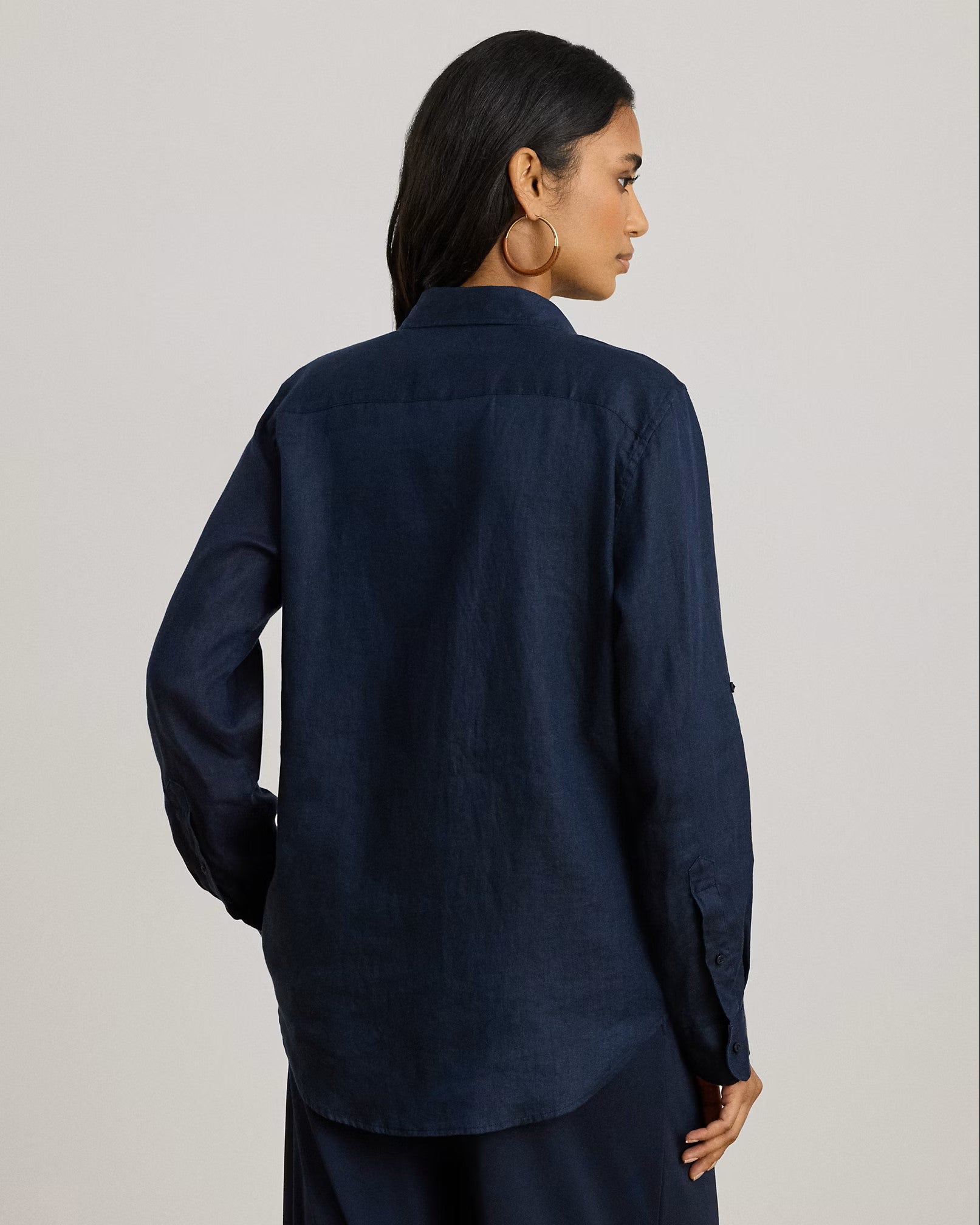 Blue Tissue Linen Button Shirt