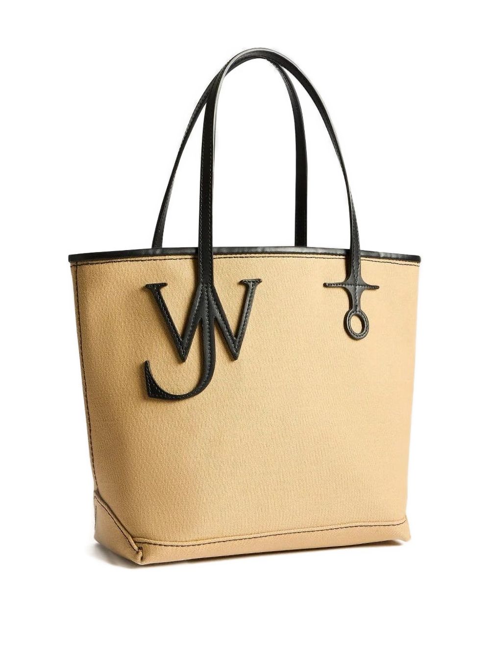 Small Anchor Canvas & Leather Tote In Beige
