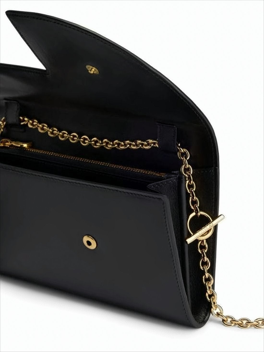 Asymmetrical Flap Calf Leather Clutch