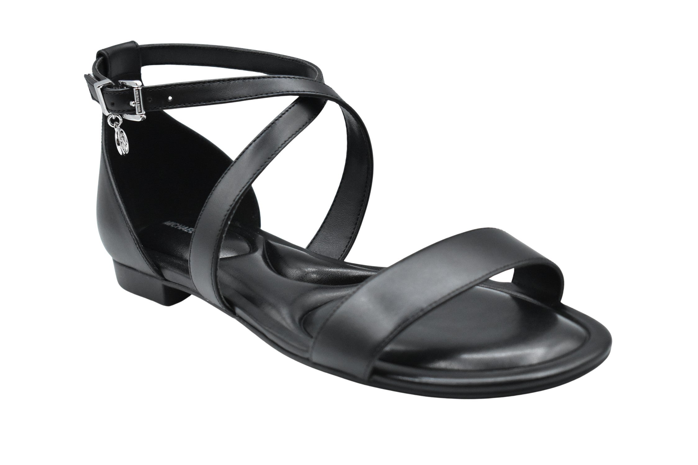 Crisscross-Strap Sandals In Luxurious Black Leather