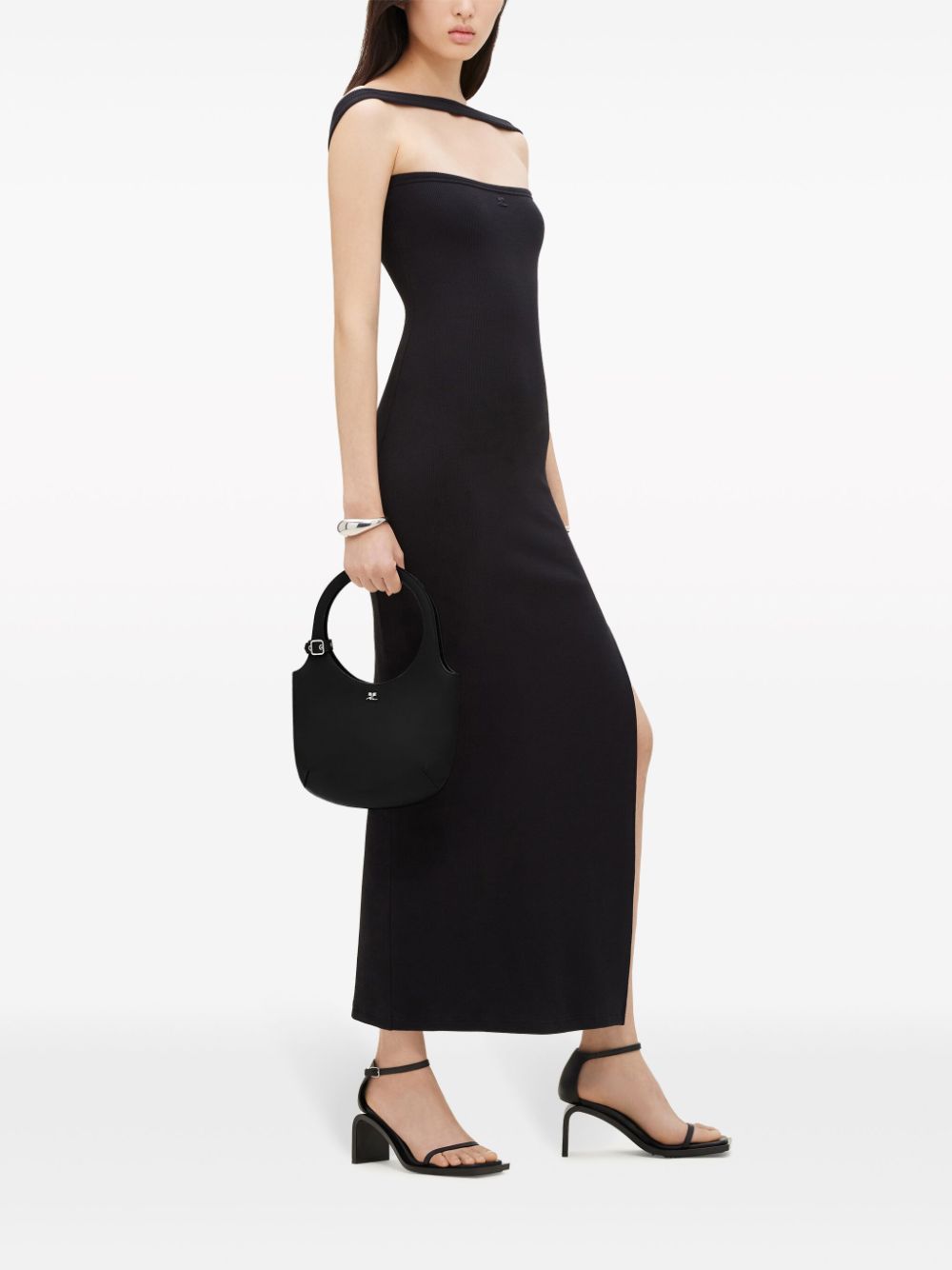 Grained Black Calf Leather Handbag