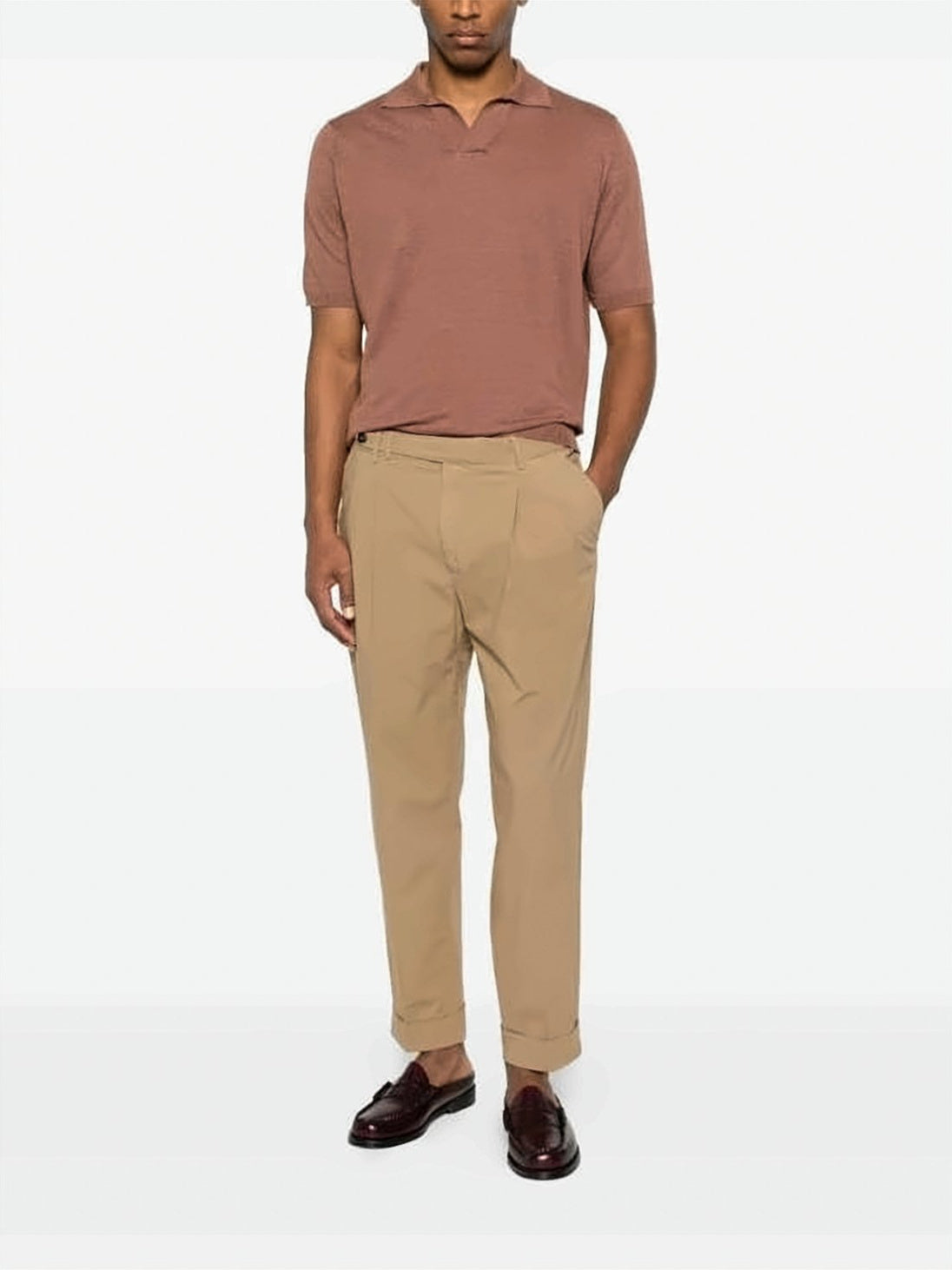 Short-Sleeved Polo Shirt in Linen-Cotton Blend