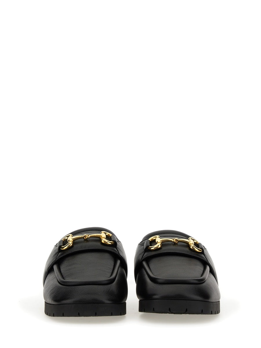 Men's Leather Sabot Shoe with Clamp Detail