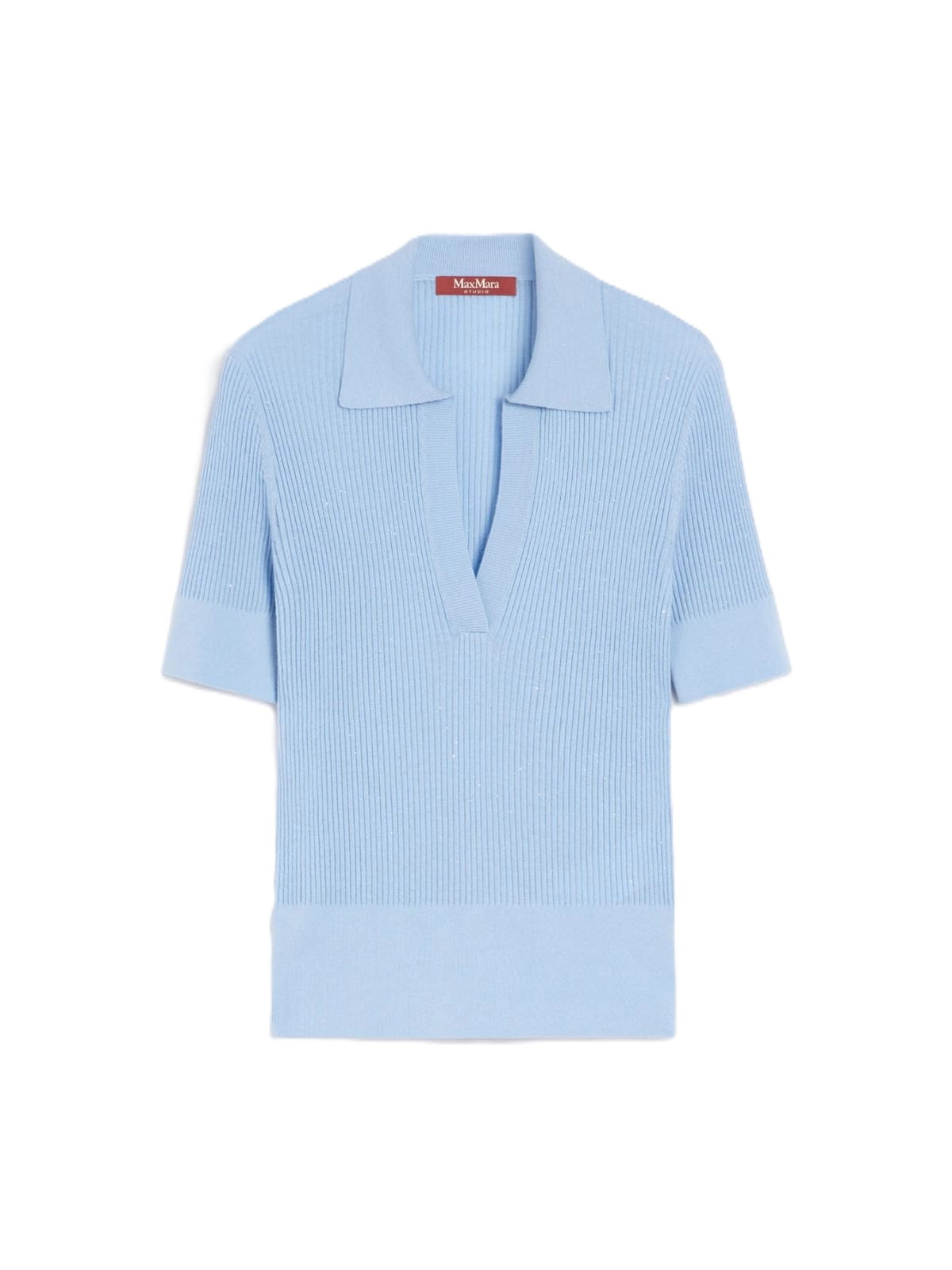 Ribbed Knit Top With Soft Collar