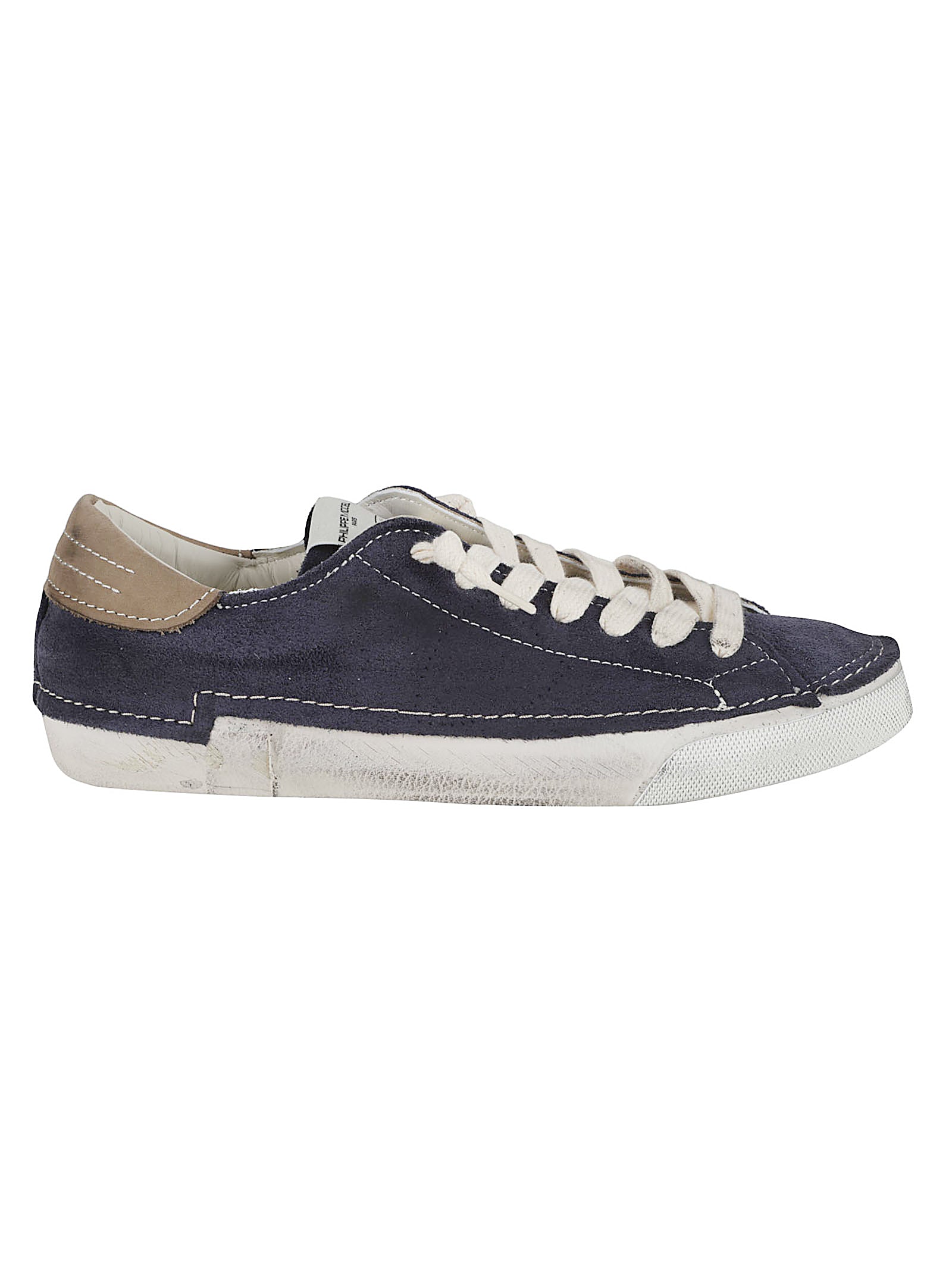 Navy Suede-Like Sneakers With Distressed White Sole