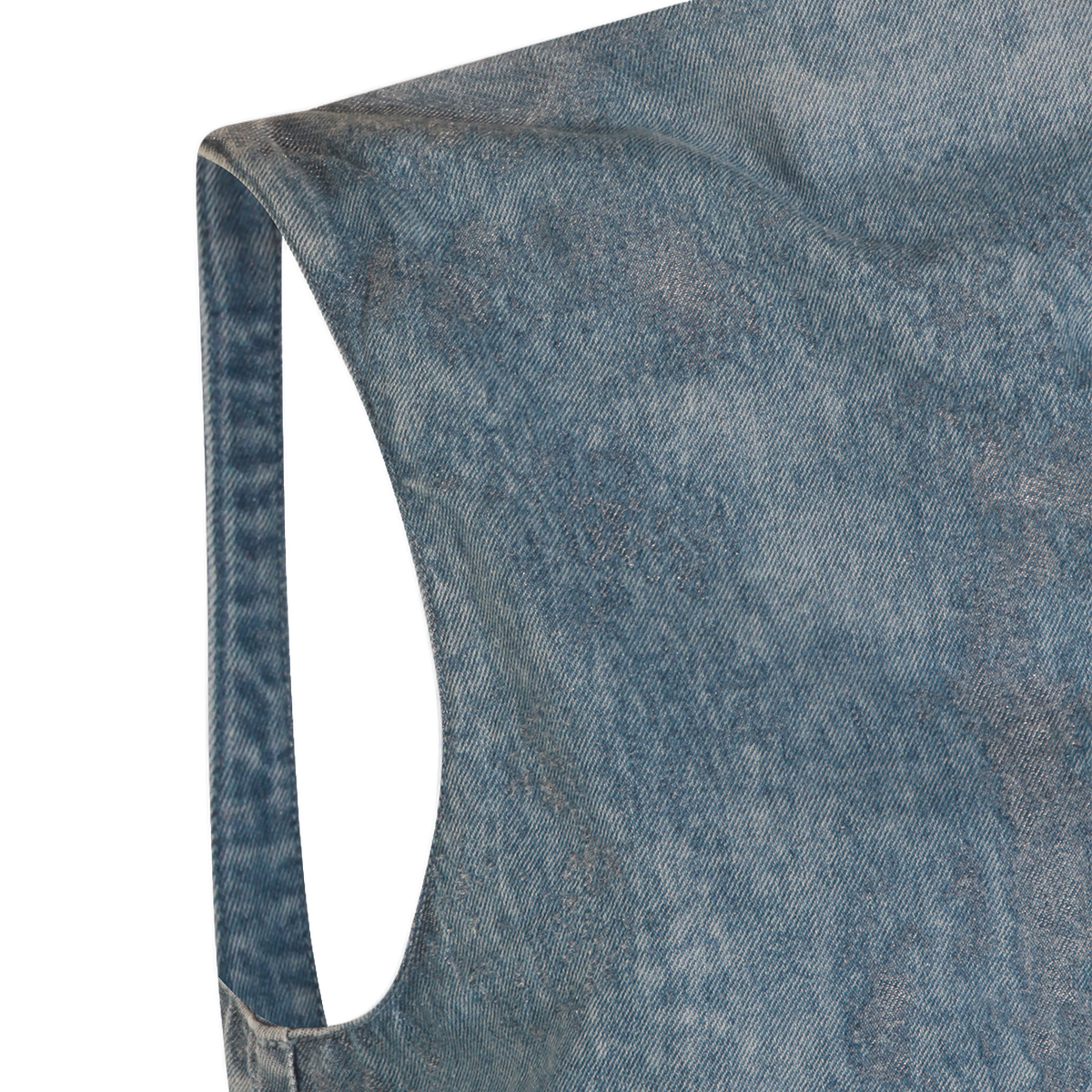 Sleeveless Flared A-Line Mini Dress In Washed Denim
