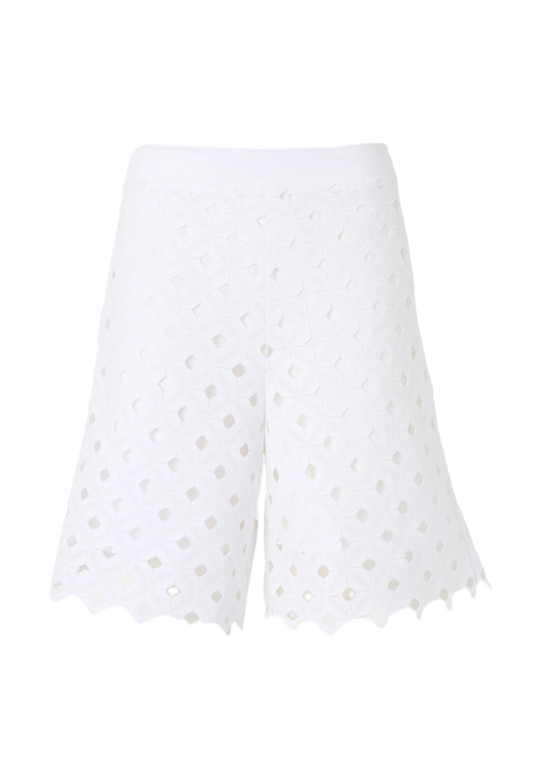 Eyelet Lace Shorts with Scalloped Hem