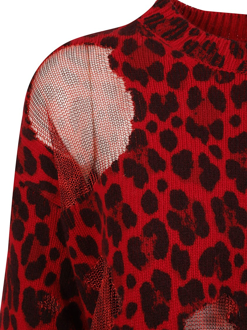 Leopard Print Sweater With Strategic Cutouts