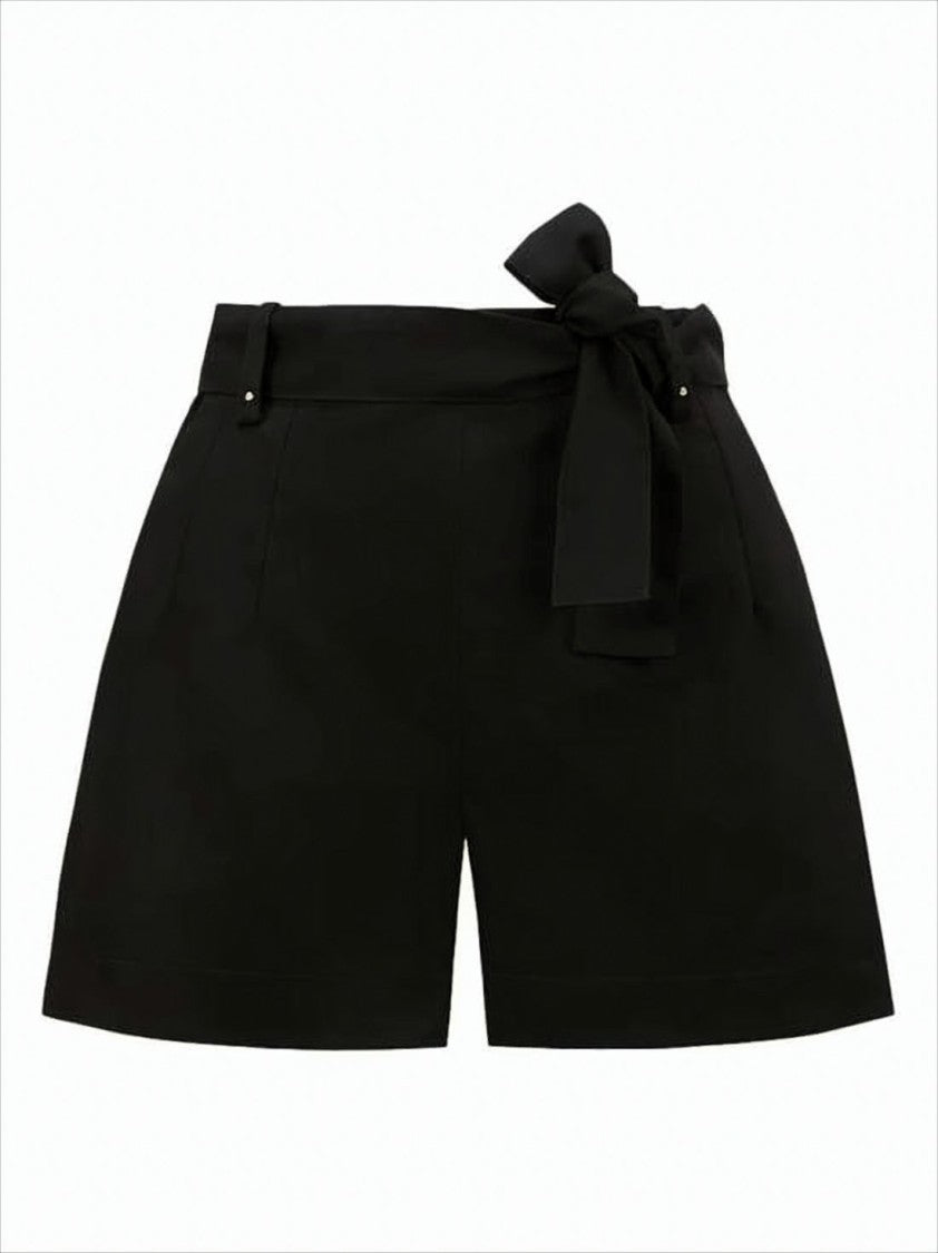 Tailored High-Waist Shorts With Bow Tie Detail