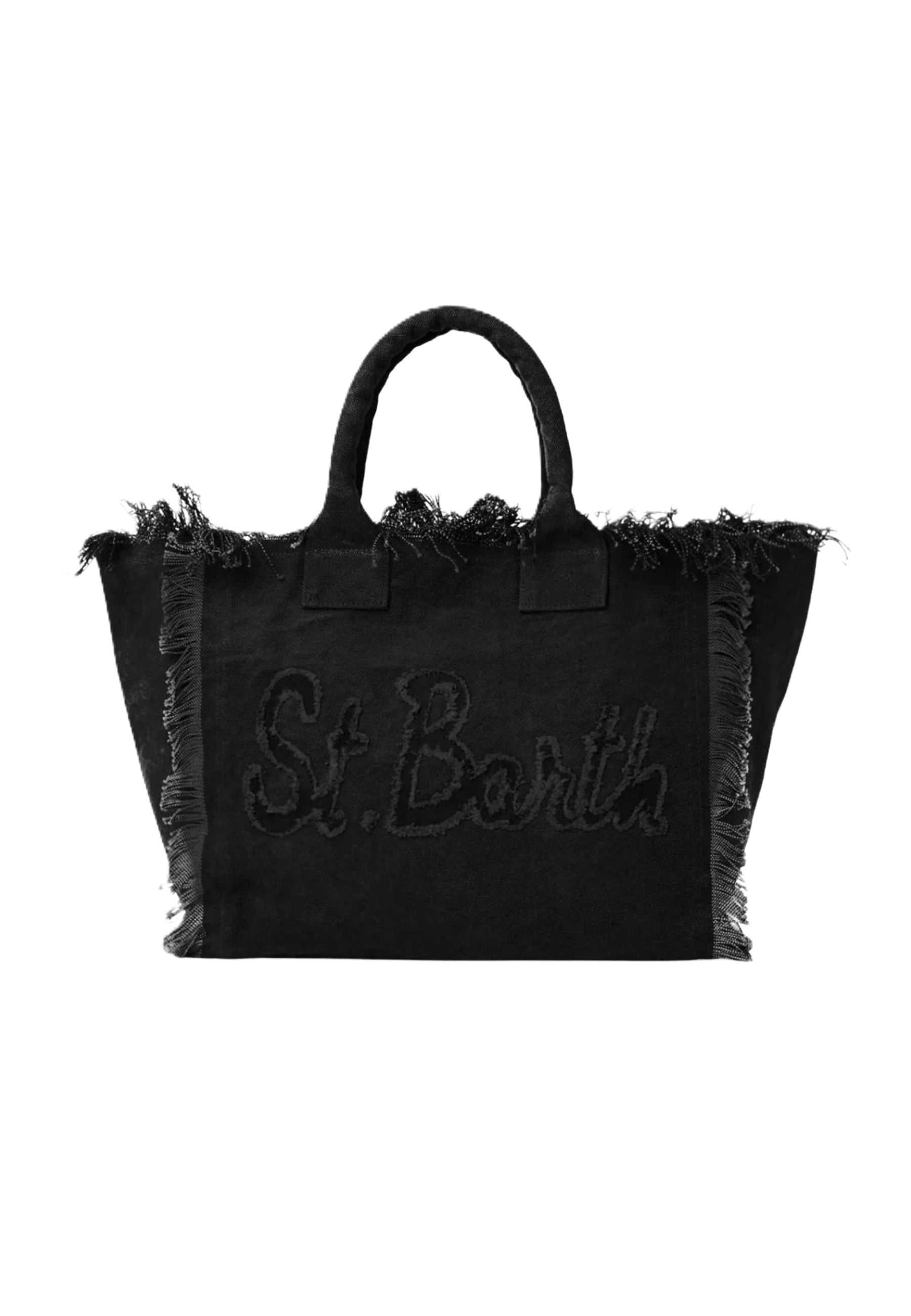 Large Monochromatic Tote Bag with Frayed Edges