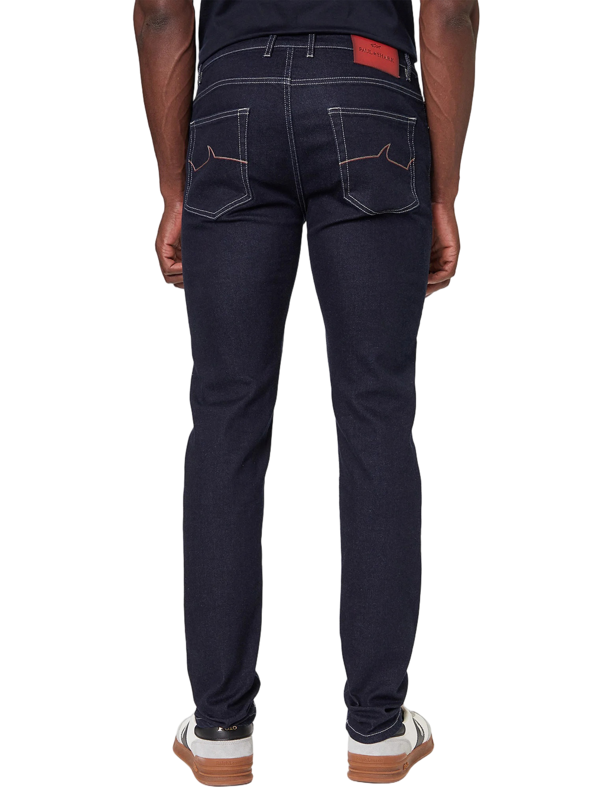 Dark Indigo Red Rivet Cotton Jeans
