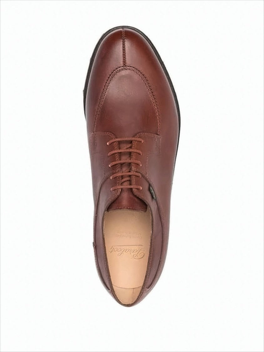 Brown Leather Lace-Up Shoes with Classic Design