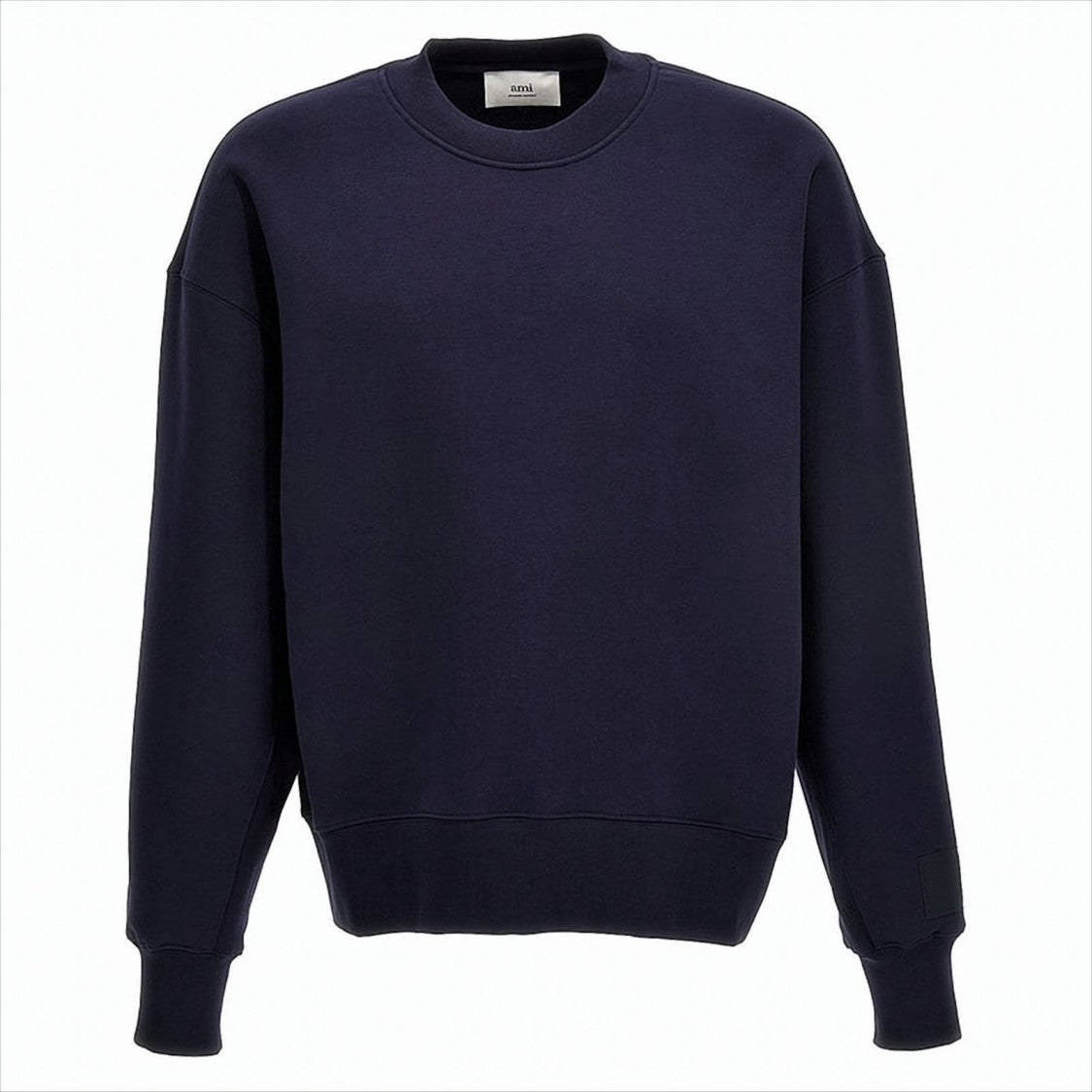 Crew Neck Sweatshirt with Satin Patch Logo