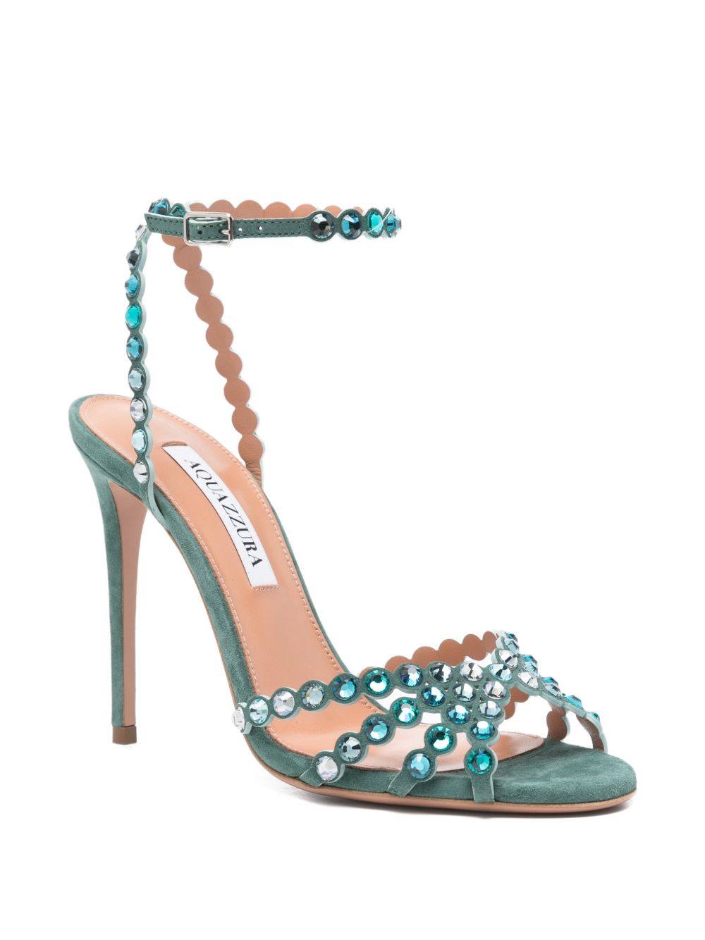 High-Heeled Sandals With Reflective Embellishments